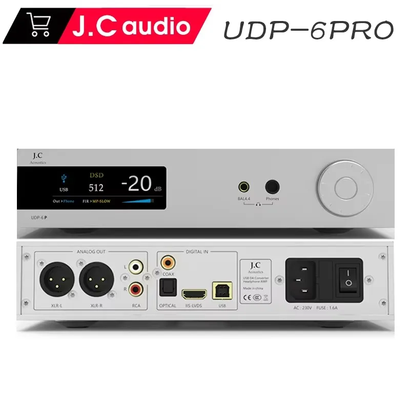 J.C AUDIO UDP-6PRO 디지털 오디오 음악 디코더 이어폰 증폭기 DAC 헤드폰 앰프 ES9039SPRO DSD512 PCM768kHz XMOS XU216