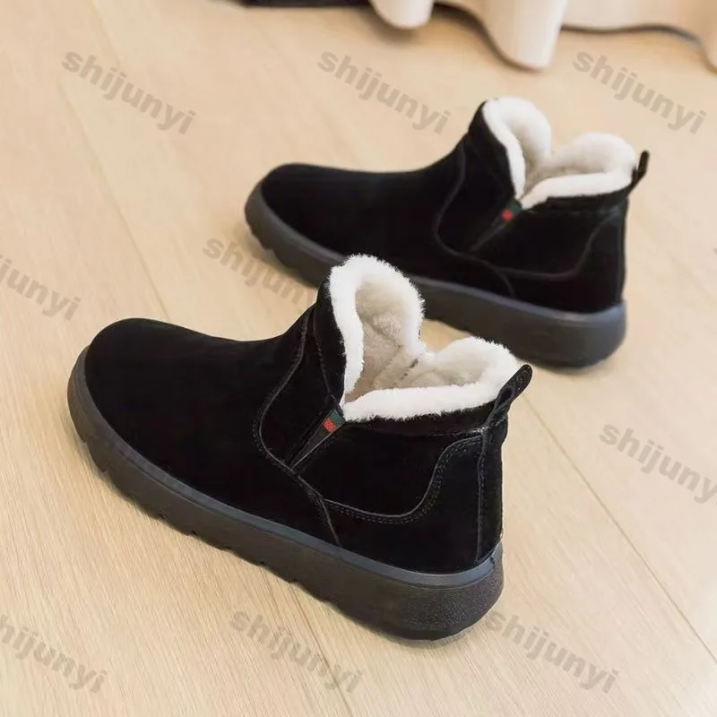 ผู้หญิงฤดูหนาวรองเท้าสั้นรองเท้าPlushสบายSnow Boots 2024 ใหม่แพลตฟอร์มAnti Slipกลางแจ้งข้อเท้ารองเท้าBotas Mujer