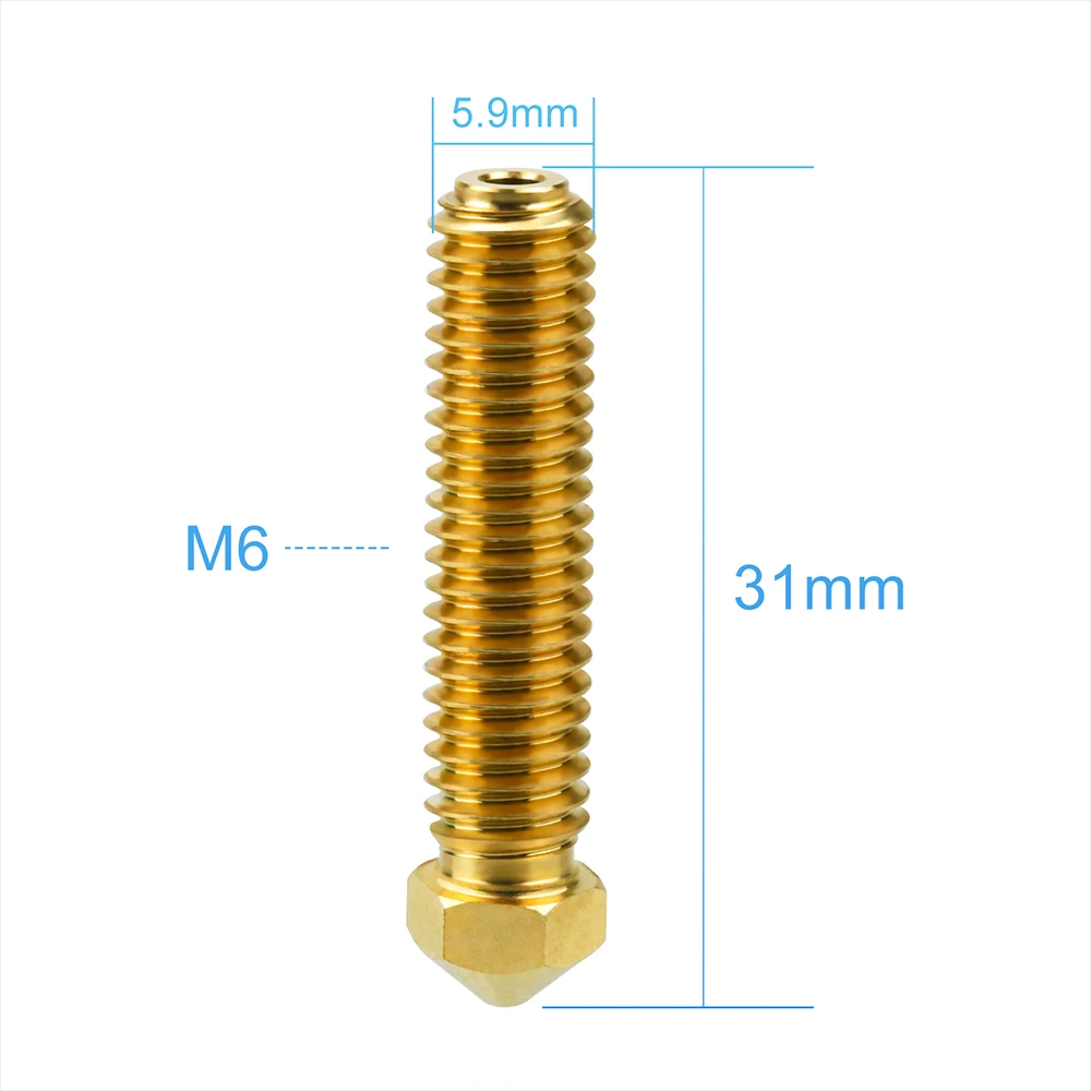 Für ELEGOO OrangeStorm Giga Messingdüse 300 ℃ Hochtemperatur-Druckdüse 0,4 0,6 0,8 1,0mm 3D-Drucker Ersatzteile – Detail 6
