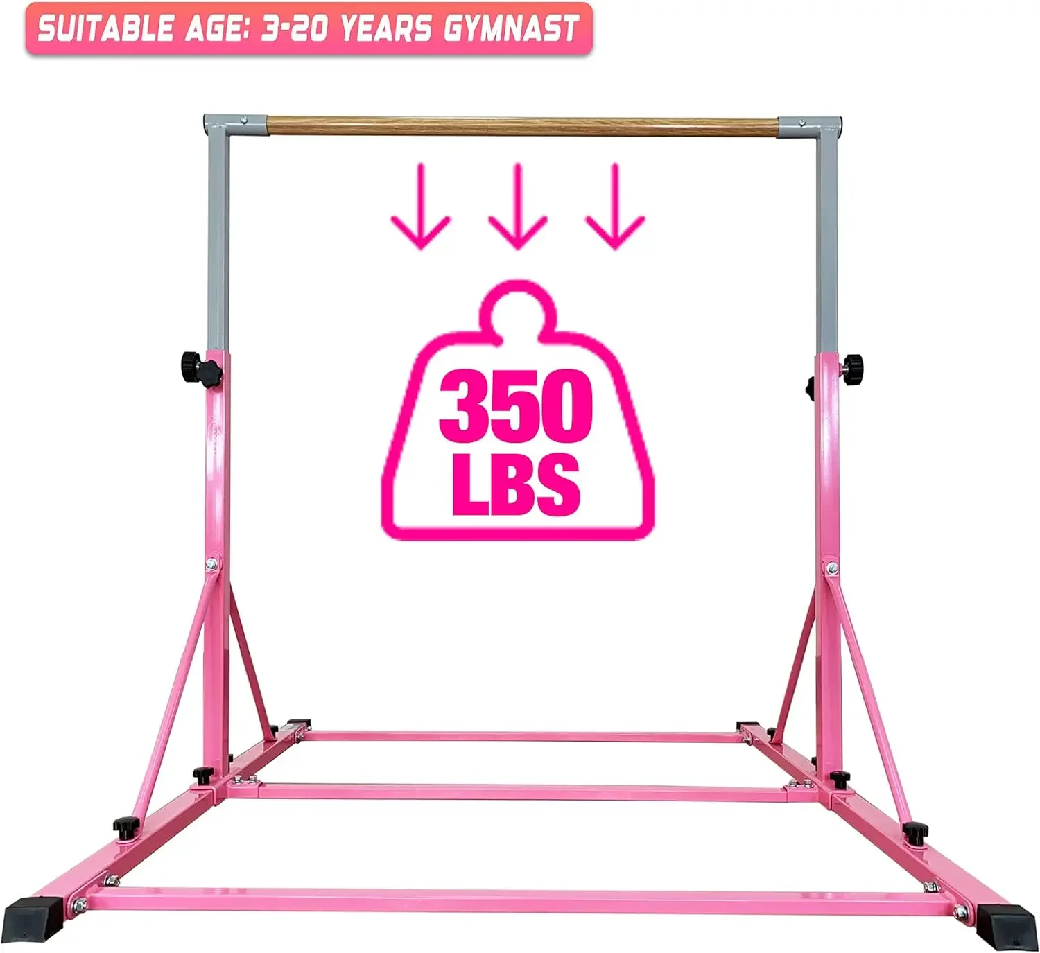 Bar For Kids and Teenage Ages 3-25, 5 FT / 6 FT Base Length Height, Gymnastic Kip Bar Horizontal Bar