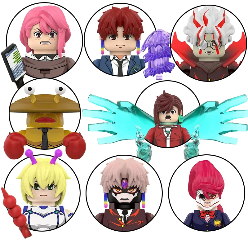 WM6224 1set/8pcs Popular animated battles DAN DA DAN  Blind box building block Anime bricks Action Figure Collection Model Gift