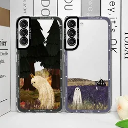 Cute Ghost Phone Case for Samsung A55 A54 A53 A51 A70 A32 A31 A22 A13 5G Transparent Soft Covers Funny Halloween Art Fundas Capa