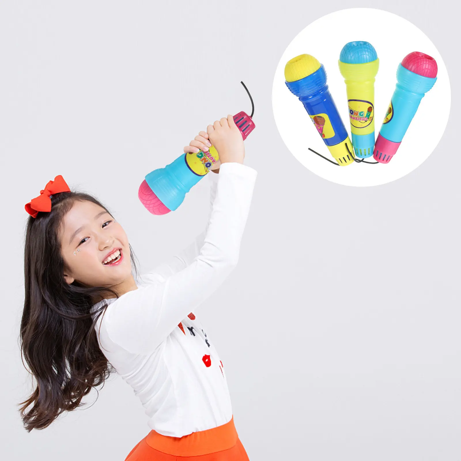 

3Pcs Realistic Plastic Echo Microphone Plaything Durable Safe for Kids Party Supply Educational Gift Pretend Play Prop
