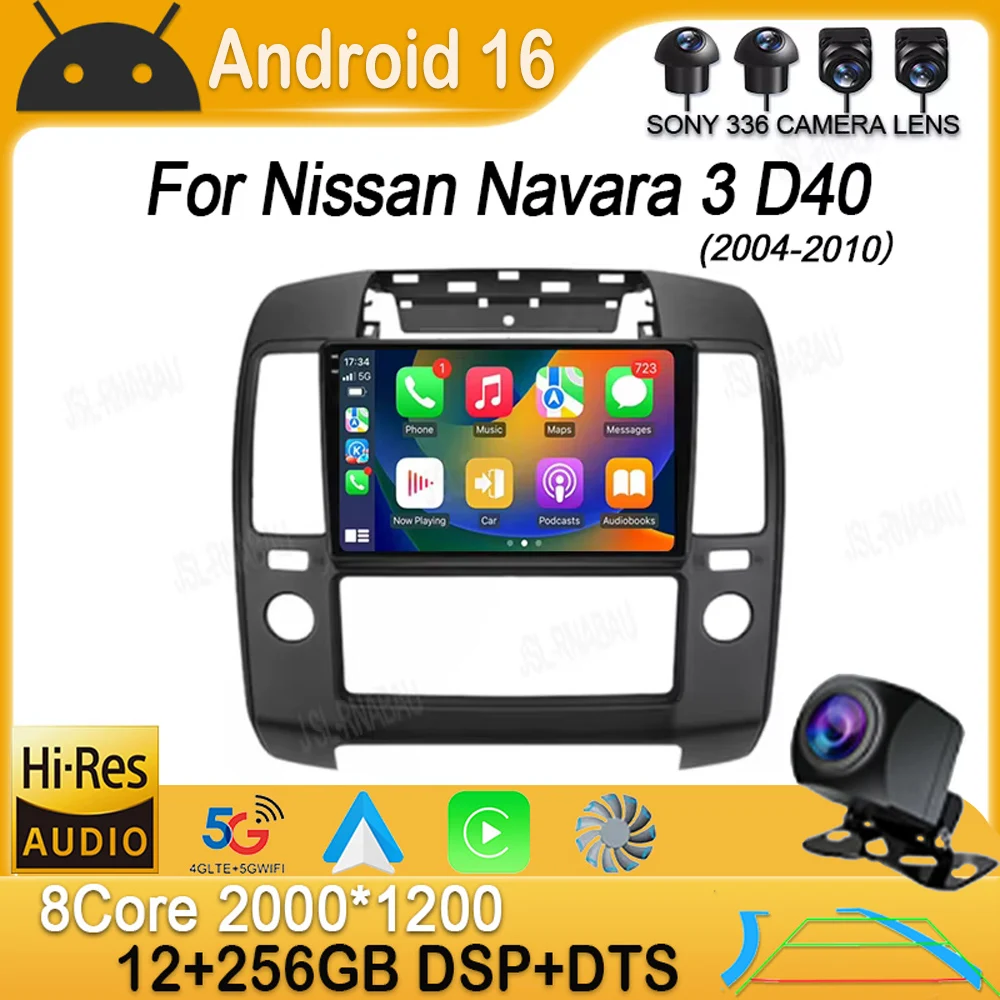 Android 16 Carplay Auto Car Radio For Nissan Navara 3 D40 2004-2010 Multimedia Video Player GPS Navigation Stereo Head Unit DSP