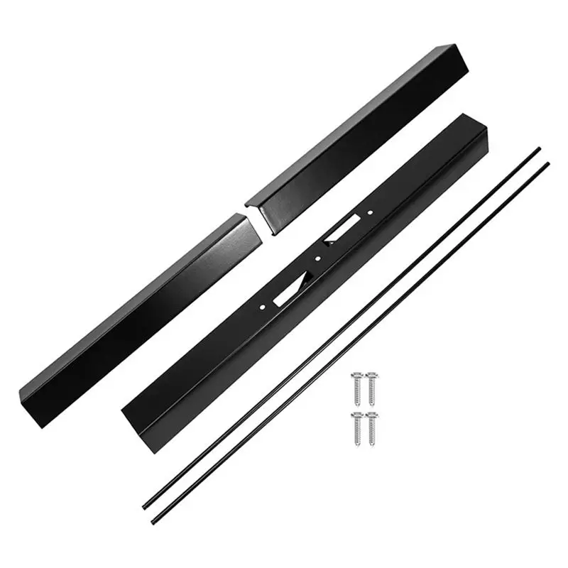 【Ship Within Adjustable Fireplace Rod Kit Rod And Valance Kit Black Metal For Fireplace Spark Screen