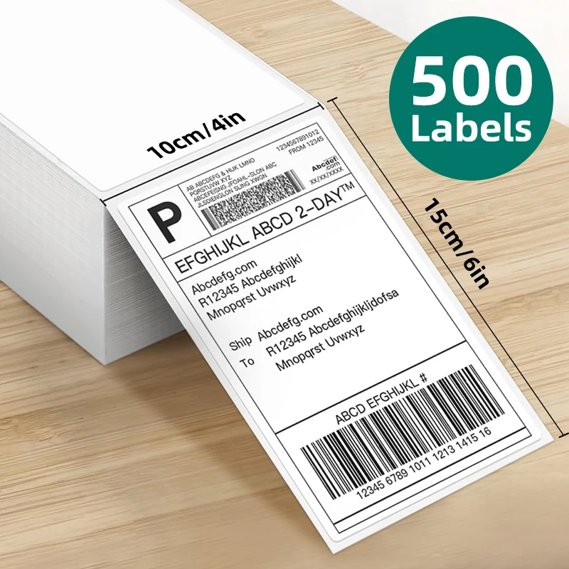 500 Sheets of 10×15cm (4x6inch) Thermal Label Stickers, Used for Express Delivery Labels, Printed Self-Adhesive Stickers, 500 Sheets/Stack