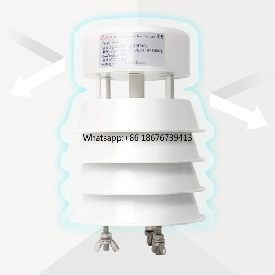 900-09 5 in 1 Modbus-RTU Rs485 IP65 12-24V DC Anemometer Ultrasonic Wind Speed and Direction Sensor Weather Station