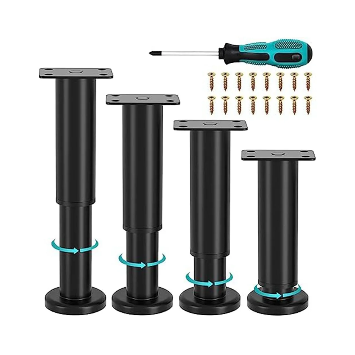 4Pcs Upgraded Metal Adjustable Furniture Legs 4.72-7.08 Inch,Replacement Legs for Bed Sofa Cabinet Couch Dresser Table B