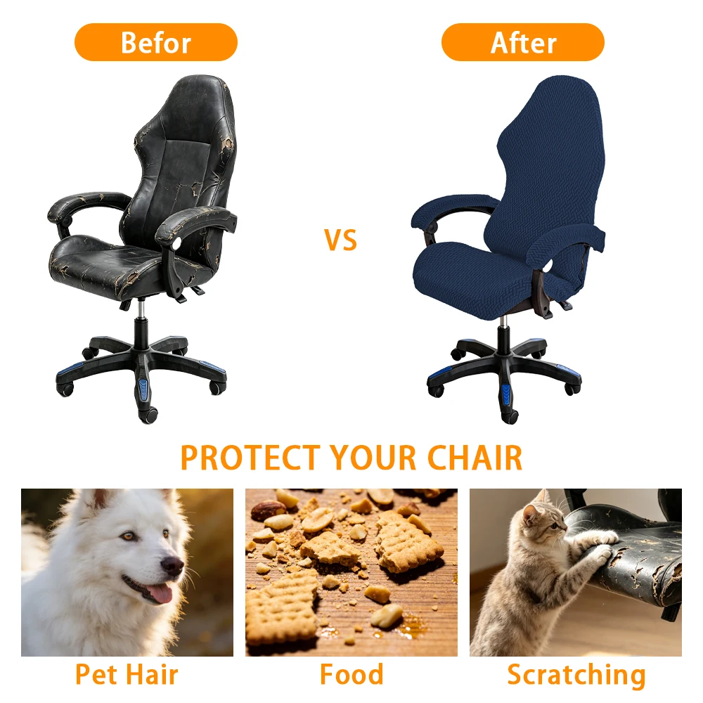 Jacquard Home Gaming Chair Cover Universal Computer Game Competitive Seat Splicover Dustproof Washable Swivel Chair Covers