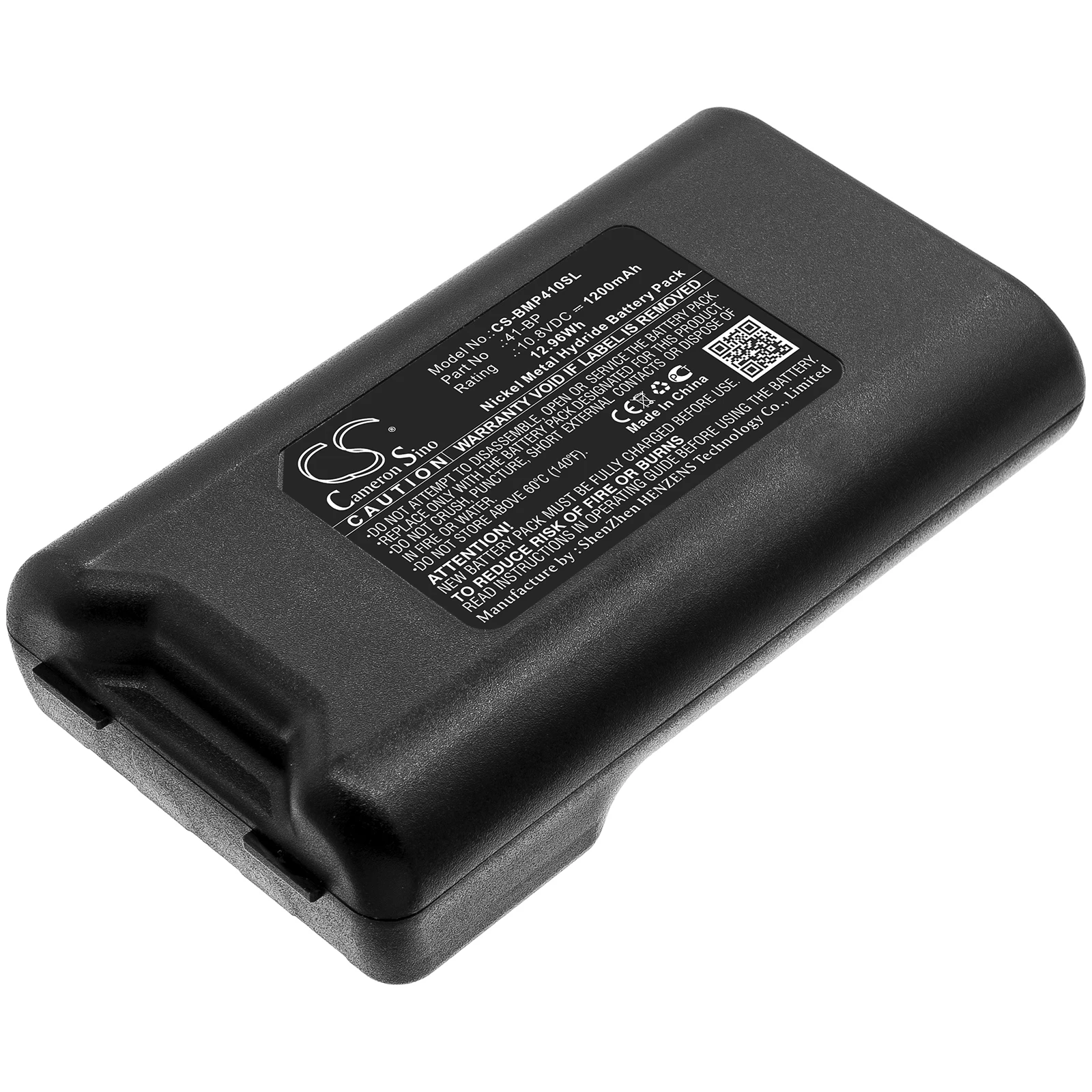 Portable Printer Battery For Brady 41-BP BMP41  BMP61 Capacity 1200mAh / 12.96Wh Color Black Volts  10.80V  Type Ni-MH 374.6g