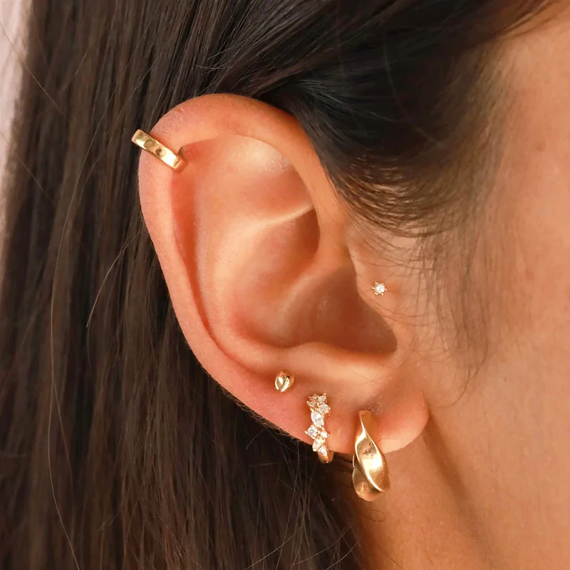 925 Sterling Silver Ear Needle Hoop Earrings Crystal Circle Small Huggie Earrings for Women Simple Females Girls Jewelry