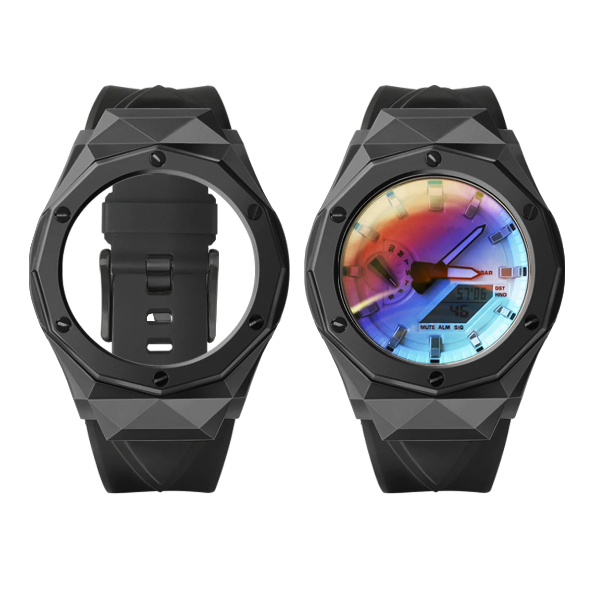 

Комплект для модификации Hublt Bezel GA2100: корпус из нержавеющей стали, резиновый ремешок, совместим с GA-2110, GA-B2100, запасные части для часов