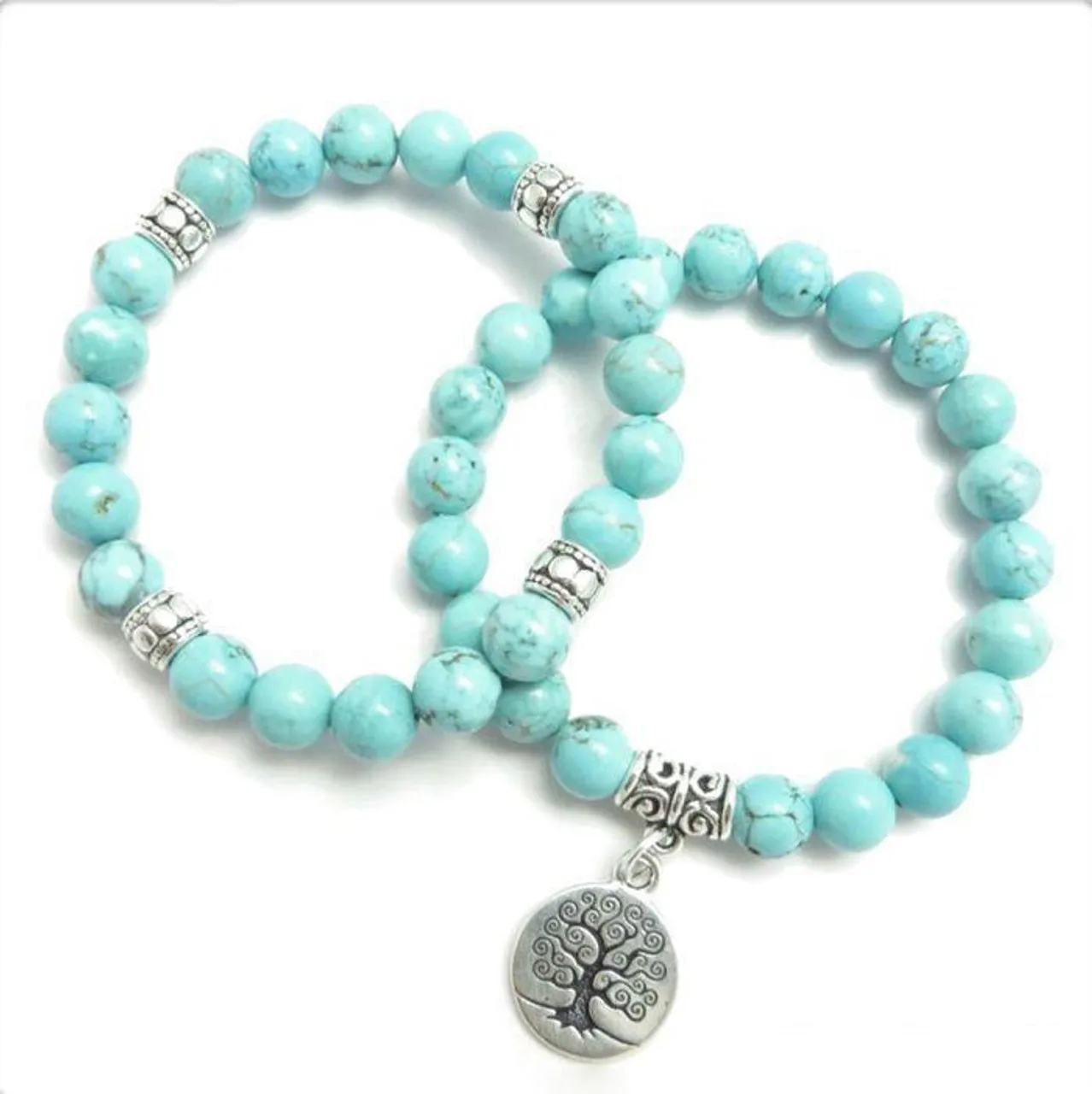 Customizable Turquoise Double "Tree of Life" DIY Accessories Textile Products and Tools WSL401190