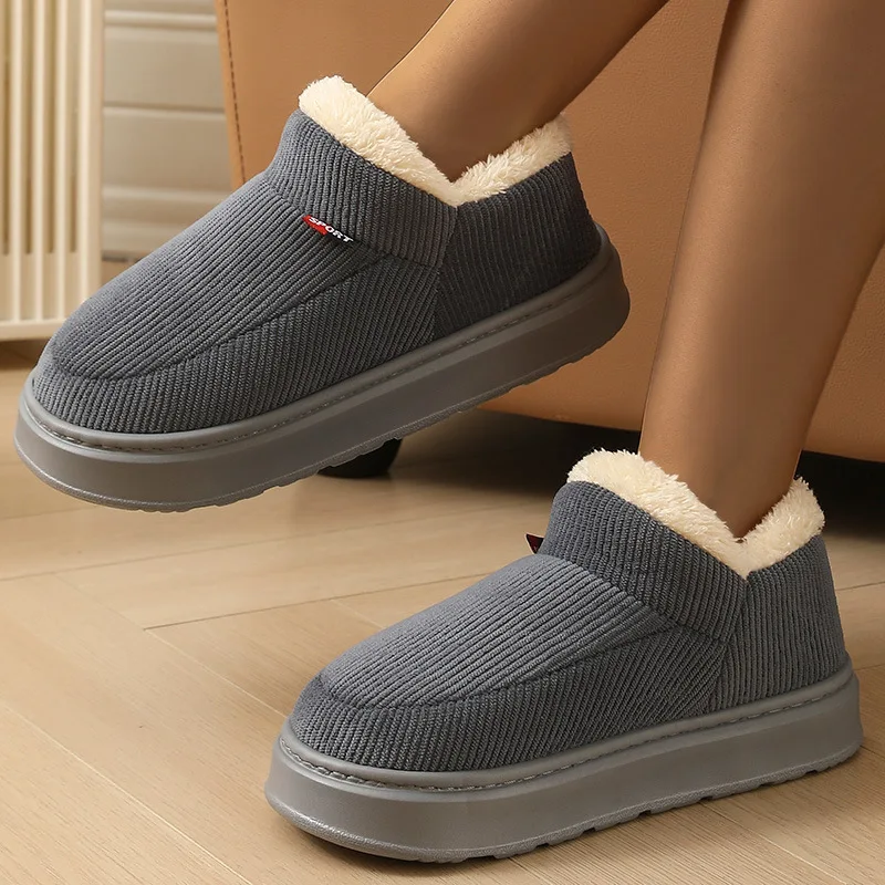 Unisex Winter-Plüsch-Schneestiefel mit Warmer Dicker Sohle für Innen- und Außenbereich Rutschfeste Hausschuhe – Detail 20