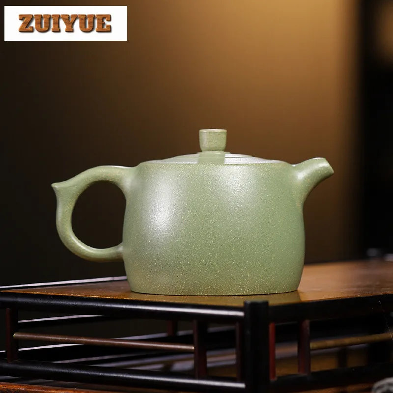 300ml Aesthetic Yixing Purple Clay Teapots Handmade Well Curb Pot Raw Ore Pea Green Mud Kettle Chinese Zisha Tea Set Supplies 