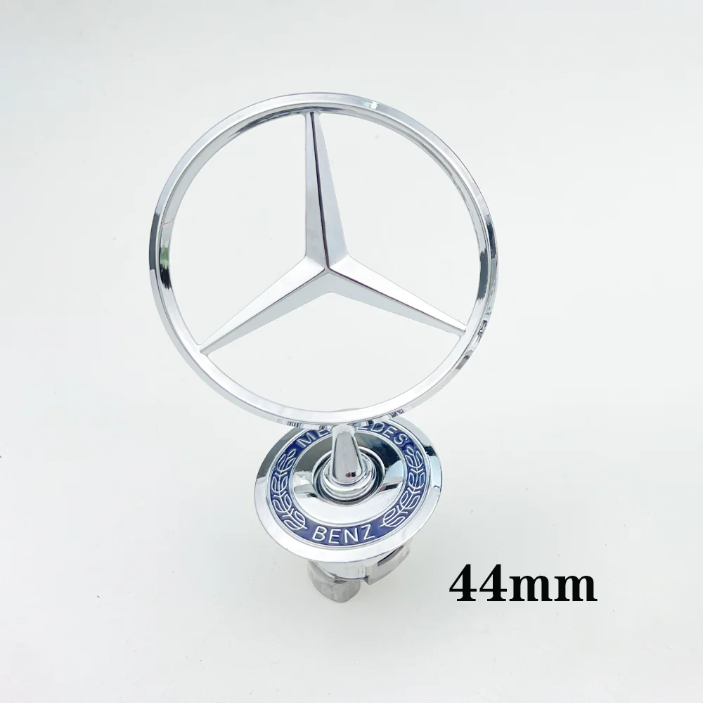 1pcs 44mm 3D Metal Blue Chrome Star Bonnet Hood Logo Emblem Badge for Mercedes Benz W202 W203 W204 W208 W210 W220 W221