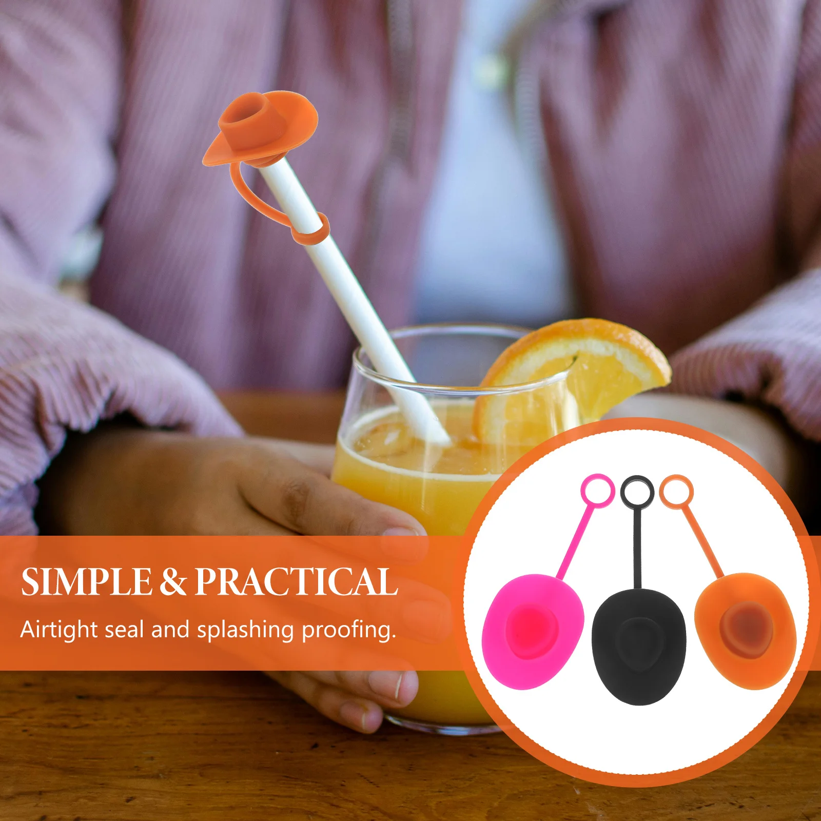

6 Pcs Reusable Straws Covers Drinking Tips Lids Cute Topper Protector Silicone Cap
