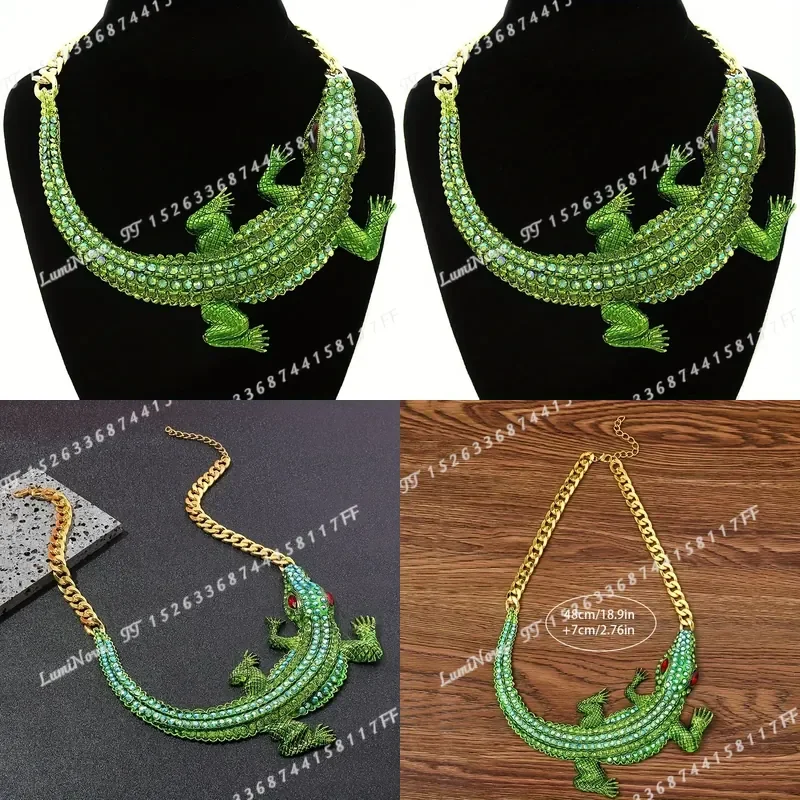 Halloween Exaggerated Large Crocodile Necklace Animal Design Party Jewelry Gift