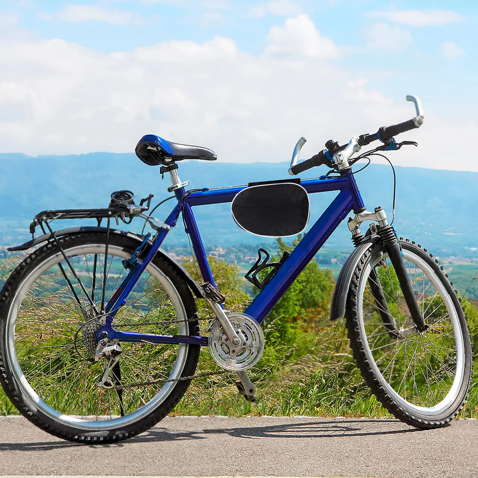 

Frame Bag Bicycle Basket Front Handlebar Black Oxford Cloth Bike under Seat Travel