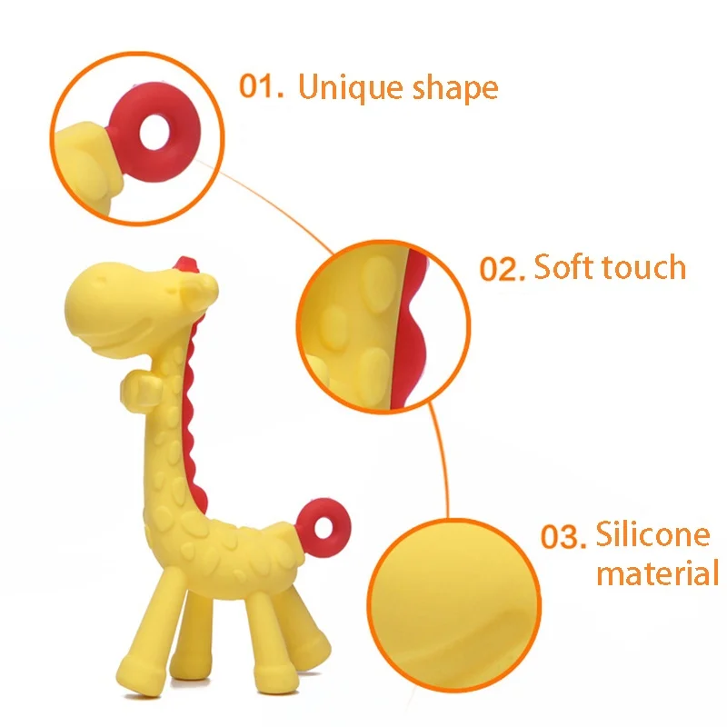 0-1Years Baby Silicone Teether Animal Giraffe Shape Baby Infant Dental Care Teeth Nursing Toddler Toys