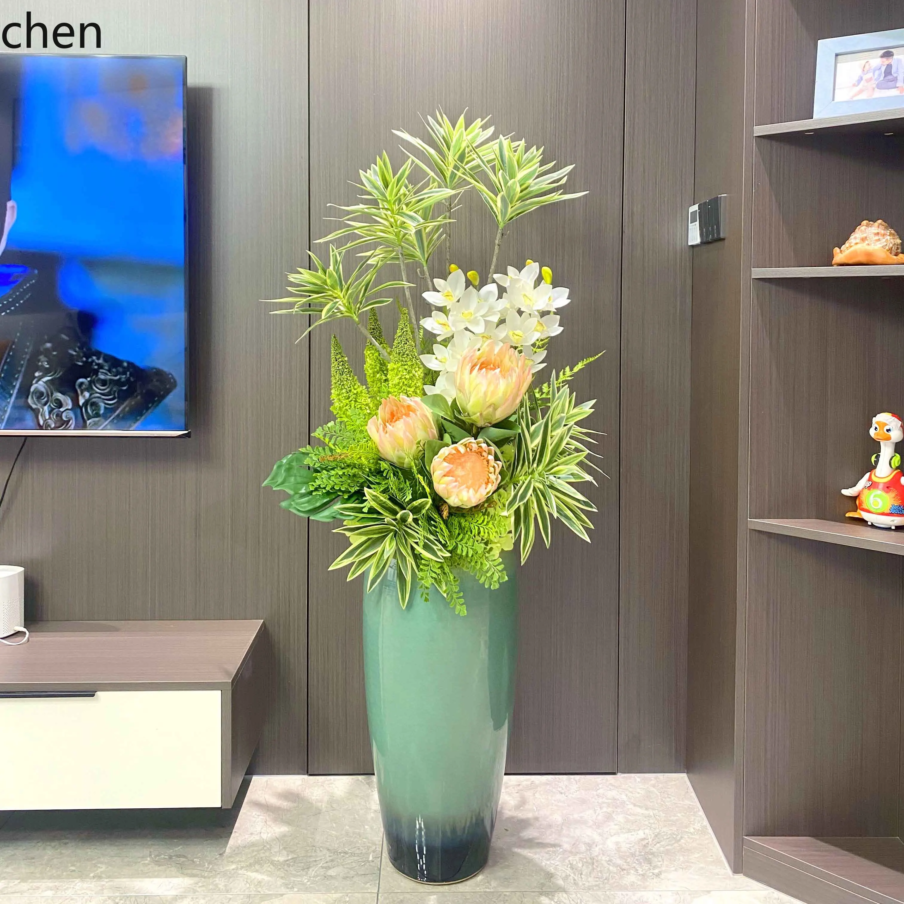HT ceramic vase ornament living room flower arrangement new Chinese modern light luxury decoration home aesthetic room decor