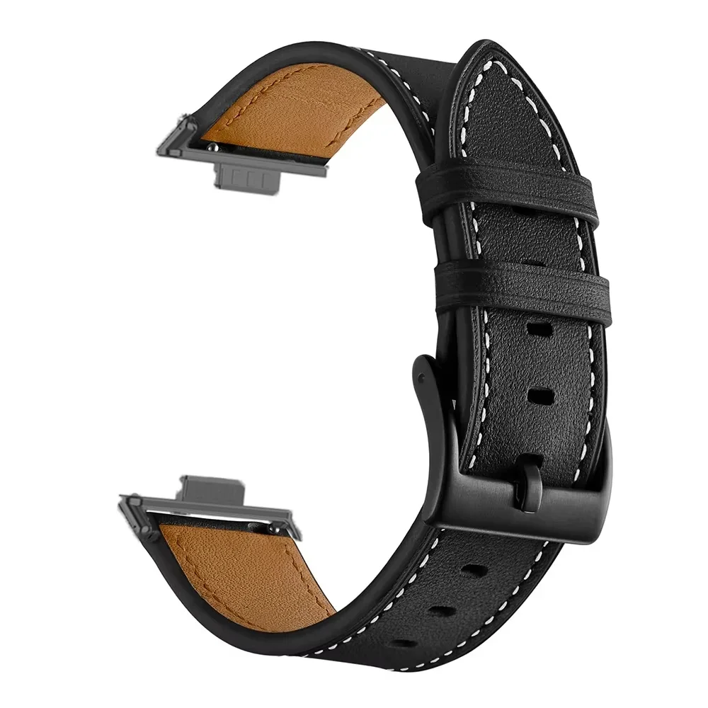 حزام جلدي لخياطة الجلد مناسب لساعة Huawei Watch Fit 3/4/4 Pro بدون فجوة حزام ساعة قابل للتنفس