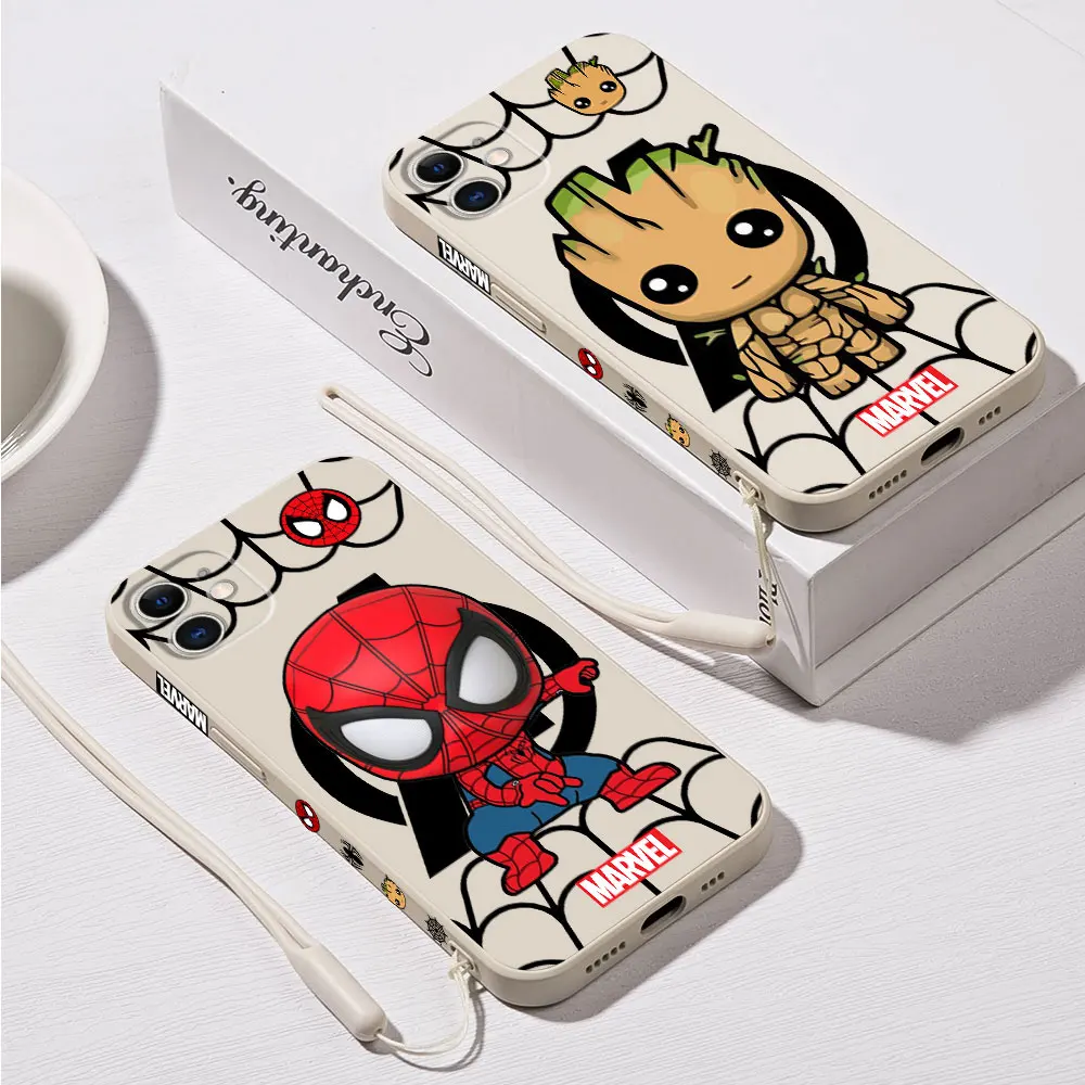 Silicone Case for Xiaomi Redmi Note 10T 12S 11S 9T 9 10 Pro 10 8 12 Pro Plus 7 9S 11 Pro 5G Marvel Spider Man Groot Cover 