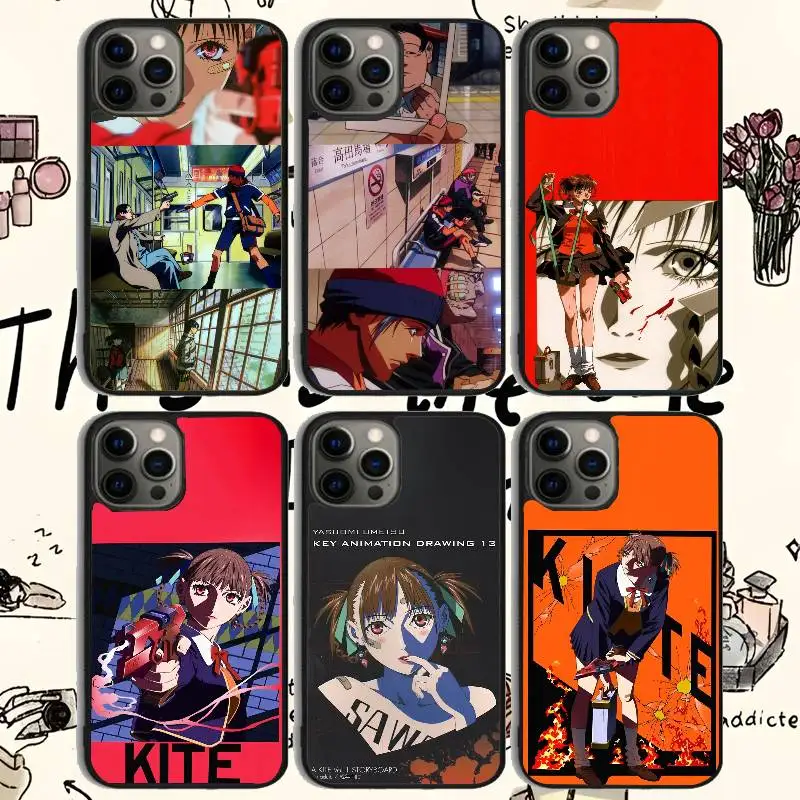 

A kite Anime Phone Case For 11 12 13 14 15 16Pro Max mini Plus Frosted mirror Phone Cover