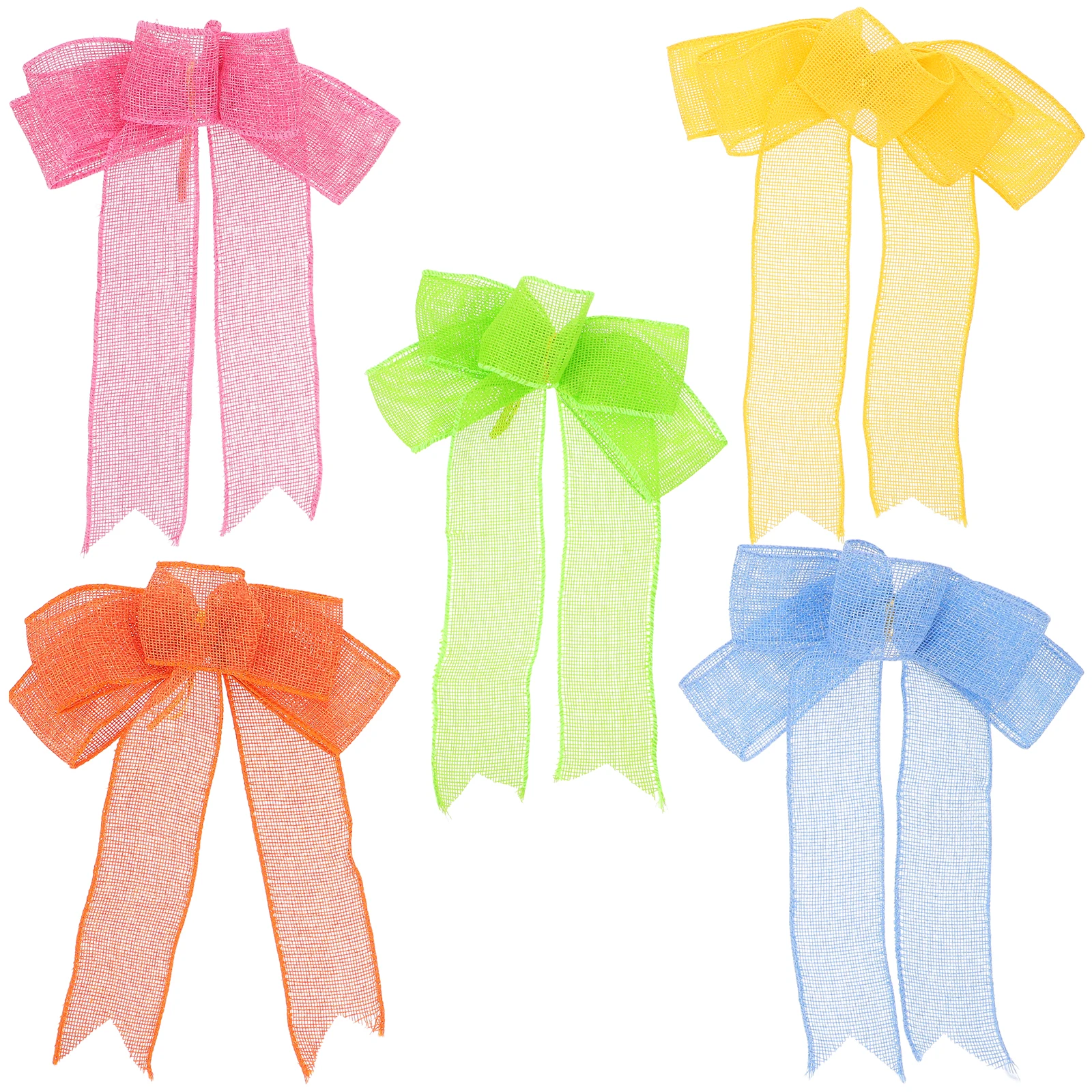 

5pcs Colorful Ribbon Diy Crafts Handmade Bowknot Ornaments Back To School Party Decorations For Tree Wreaths Door Hanging