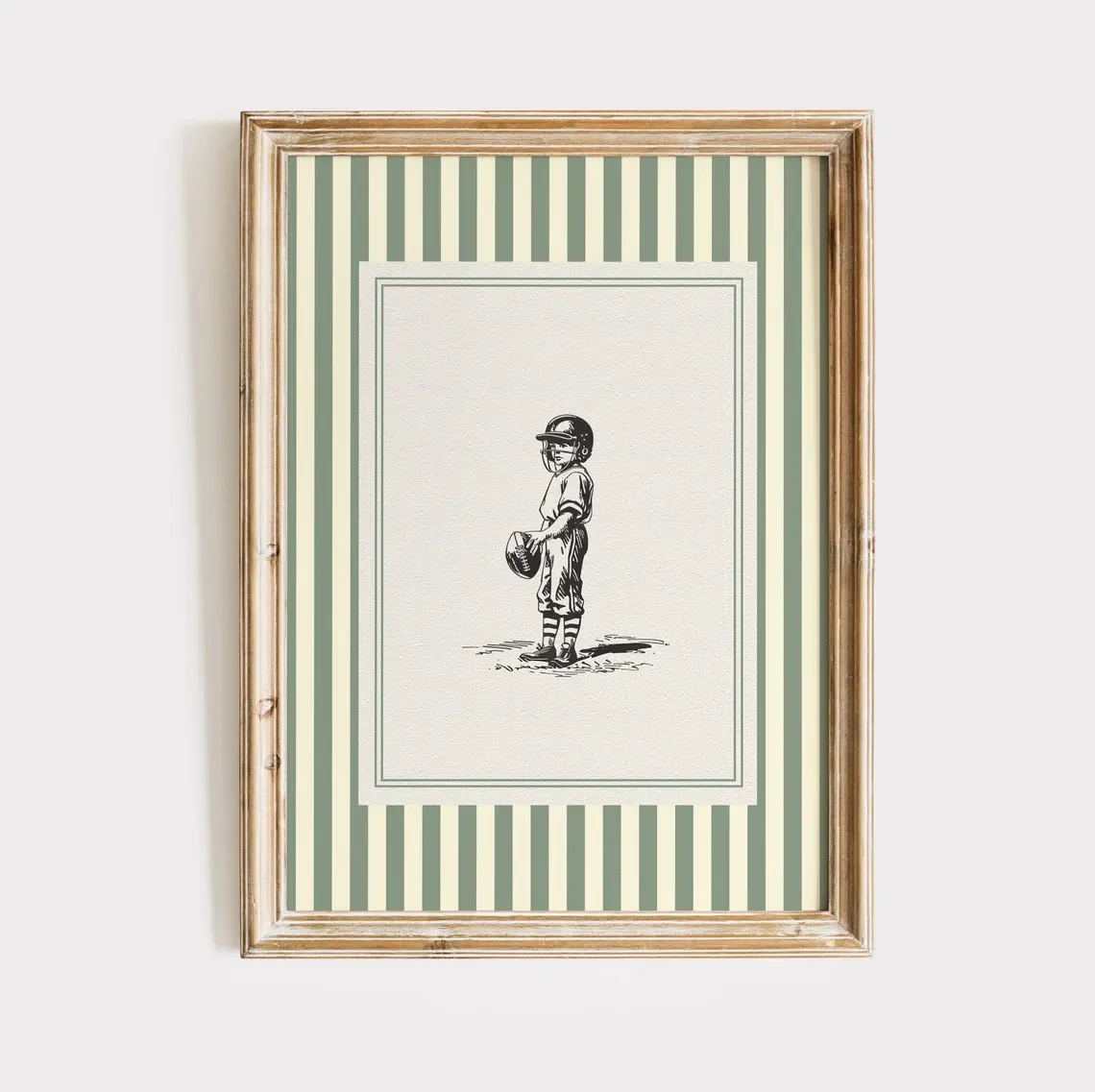 Baby Nursery Green - Vintage'owy nadruk piłkarski do pokoju dziecięcego,