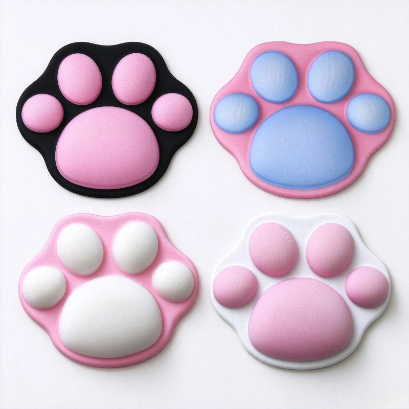 Cute Cat Paw Wrist Rest, Lycra Fabric Silicone Hand Pillow Non Slip Wrist Pad for Office Gaming Keyboard Desk Relieve Wrist Pain