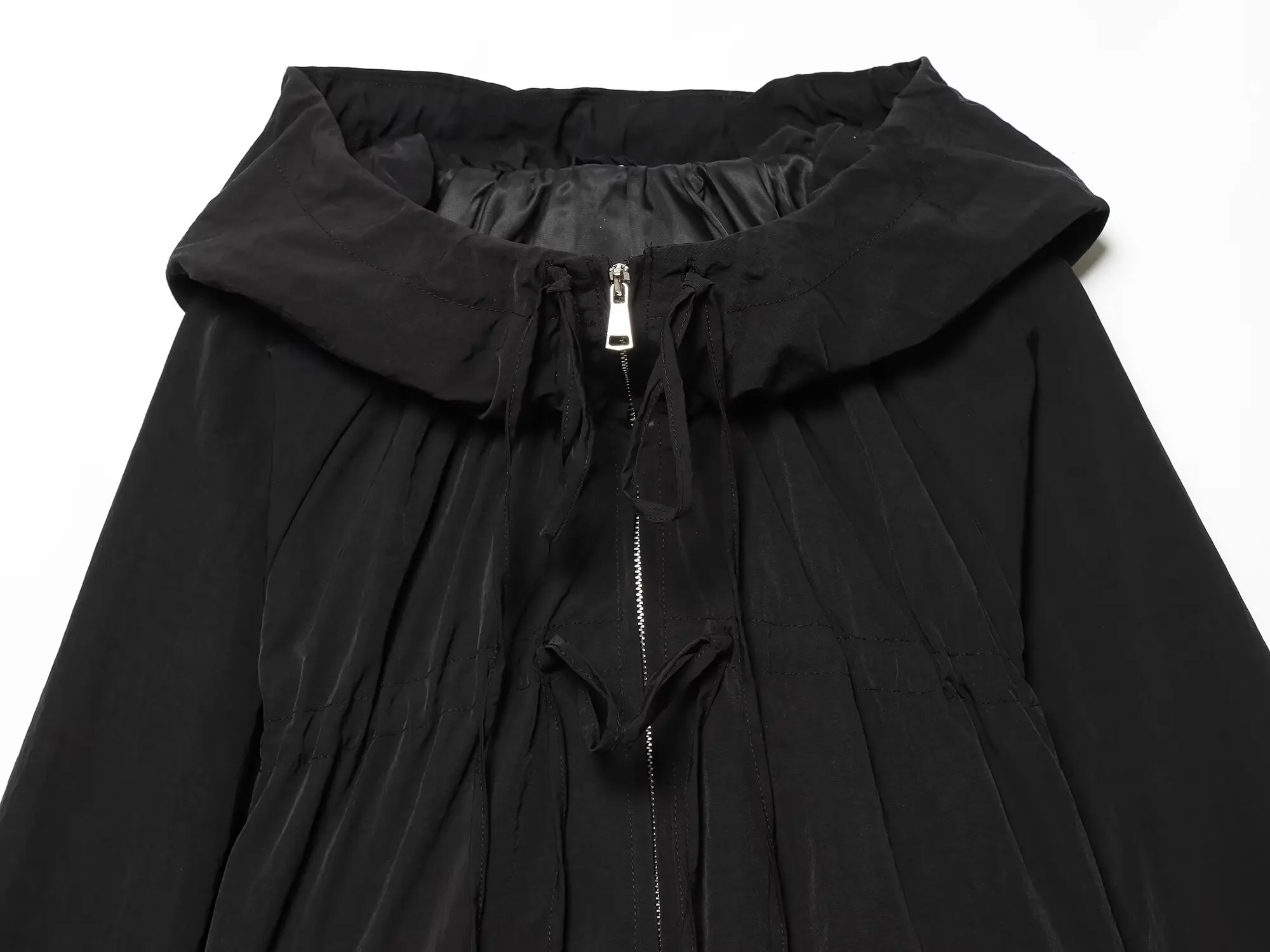 TFMLN Modische Damen-Kapuzenjacke mit Reißverschluss, lässig, Oversize, langärmlig, mit Kordelzug, geraffte Mäntel, Frühling, neu, Schnürmäntel für Damen – Detail 19
