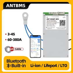 ANT BMS 3S 4S Smart Bms Balance 60A 110A 130A 380A 325A 950A 12V Li-Ion LiFePo4 LTO 18650 Battery Built-in Bluetooth same port