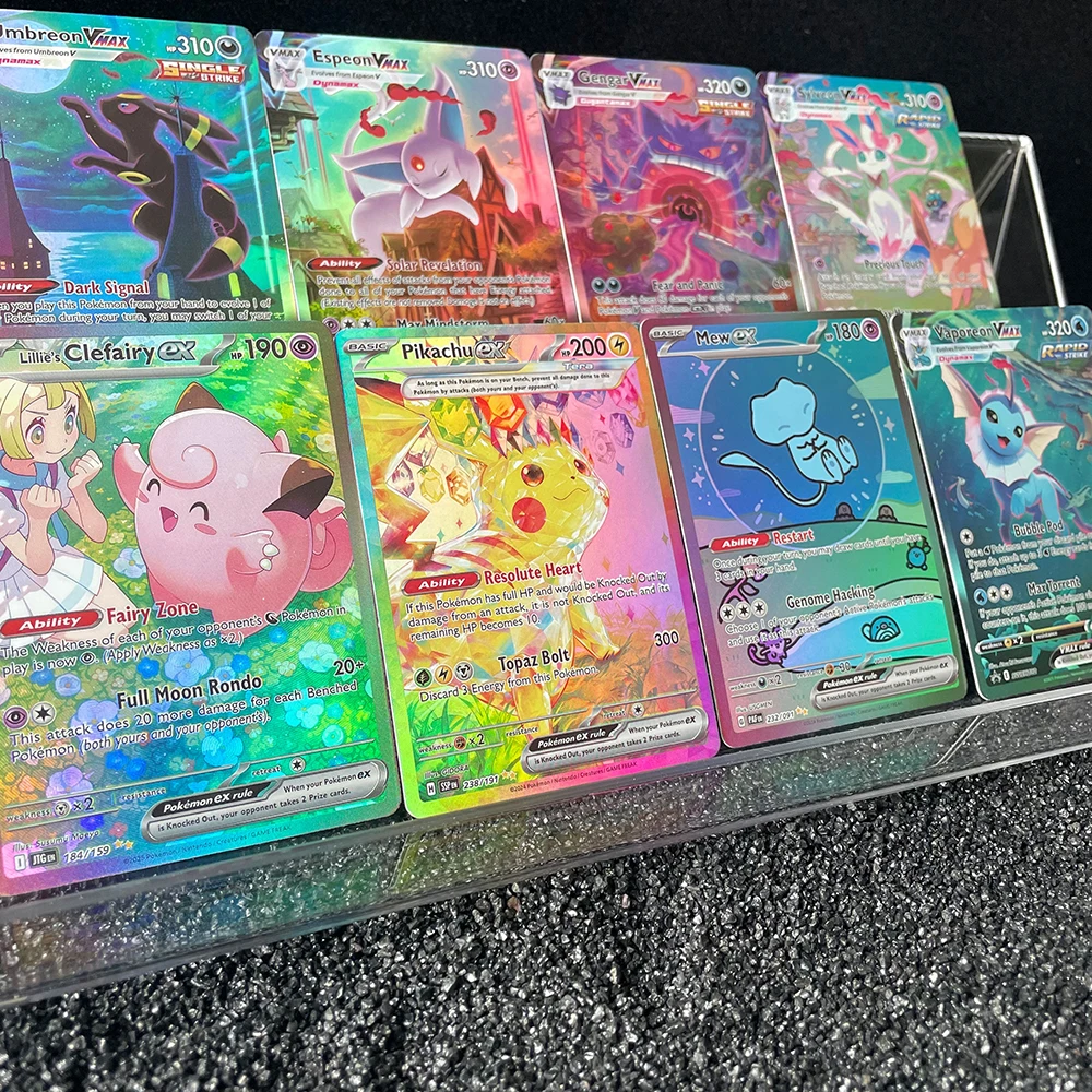 أنيمي PTCG بطاقة التداول Vaporeon Lillies Clefairy Ex Gengar Vmax قاعدة المجسم لعبة جمع بطاقة المشجعين لعبة هدايا العيد