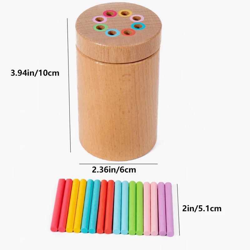 Holzstäbchen-Spielzeug, Farbklassifizierungsbecher für Kinder, 8-Farben-Lernspielzeug, frühpädagogisches Farbsortierspielzeug, Geschenk