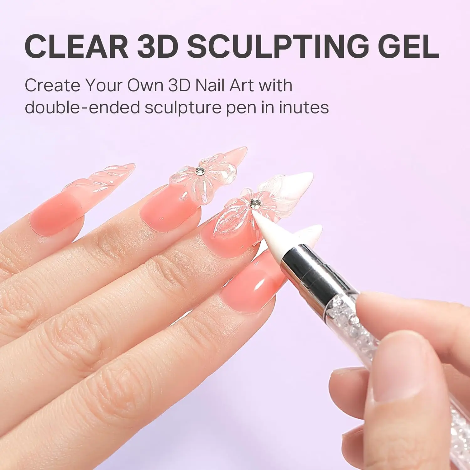Non‑Sticky Solid Sculpture Nail Gel 3D Carving Modeling UV Gel for Flower Shape Nail Art DIY Manicure Salon Home Nail Decoration