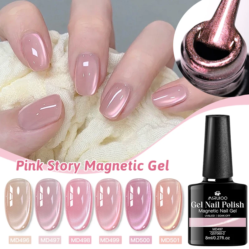 8ml Pink Story Cat Magnetic Gel Nail Polish Shiny Effect Semi Permanent Soak Off UV LED Gel Varnish Nail Art DIY Nail Supplies