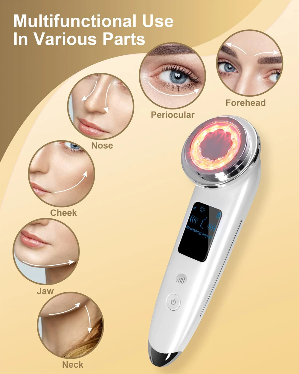 EMS Microcurrent Face Lift Device – LED + Heating + Vibration Facial Massager
