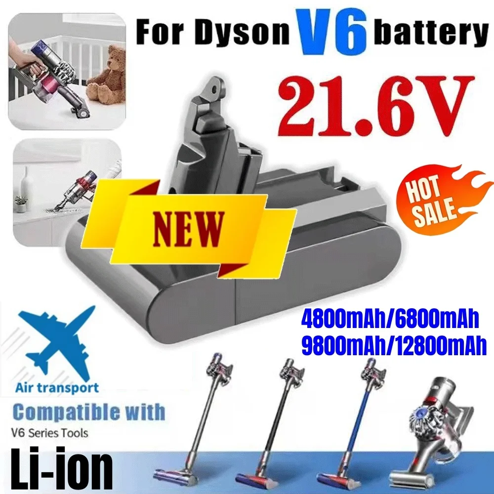 💖🎊2026 Latest V6 21.6V 12.8Ah For Dyson Hoover Rechargeable Lithium Battery DC58 DC59 DC61 DC62 SV09 SV07 SV03 SV04 SV06 SV05