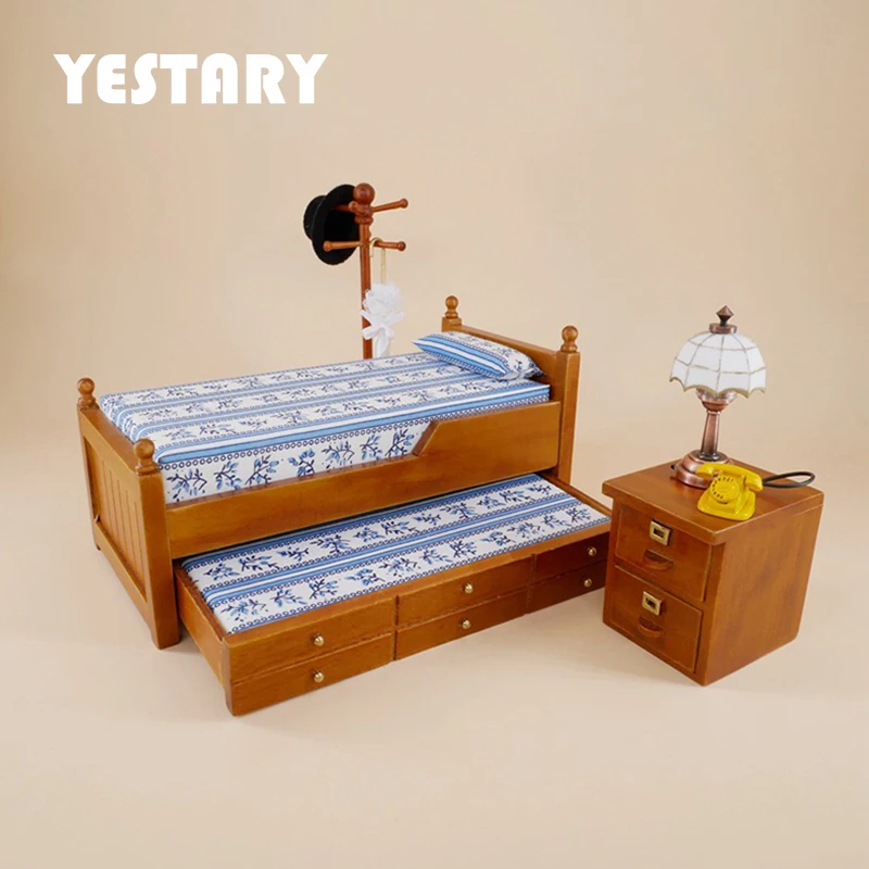 

YESTARY OB11 1/12 Bjd Doll Furniture Toy Birch Drawer Bed Doll Accessories Toys Fashion Doll Dollhouse Furniture For Girls Gift