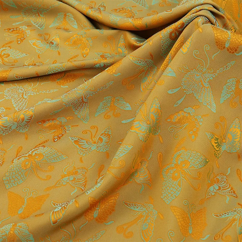 ผ้าไหมอะซิเตทผ้า jacquard สองสีสําหรับแจ๊กเก็ต Hanfu และ cheongsam พิมพ์สไตล์จีน