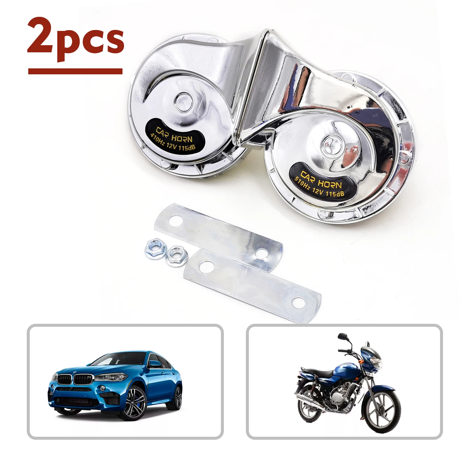 12V 2Pcs Loud Air Waterproof Horn Dual Tone Snail Horn for Motorcycles Cars Small Electric Loud Snail Air Horn Siren