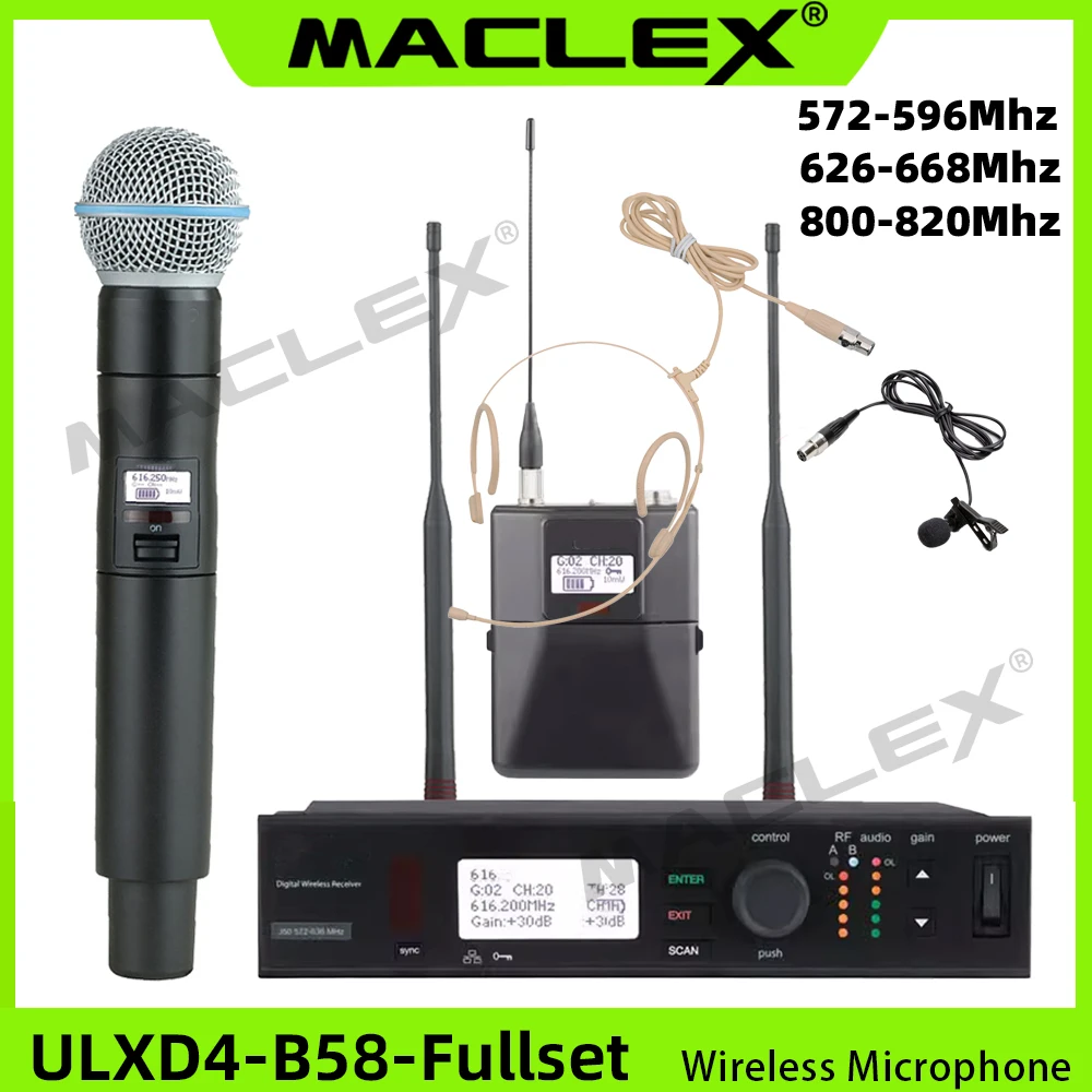 ULXDB58 ULXD24 wireless microphone system ULXD4-58 with BETA58 beta58a microphone  suitable for QLXD4 karaoke