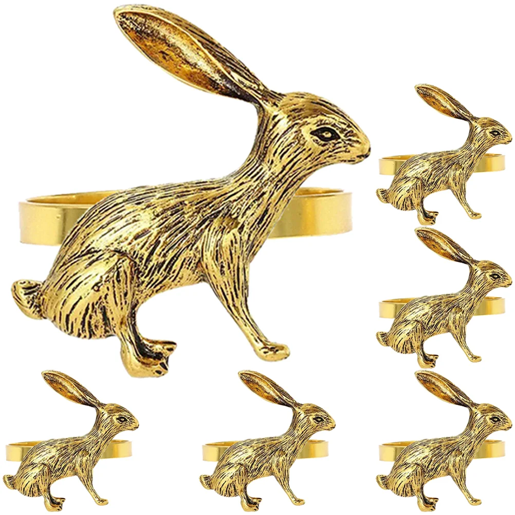 

6 Pcs Napkin Holder Rabbit Rings Banquet Shape Alloy Goldendoodle Accessories Shaped