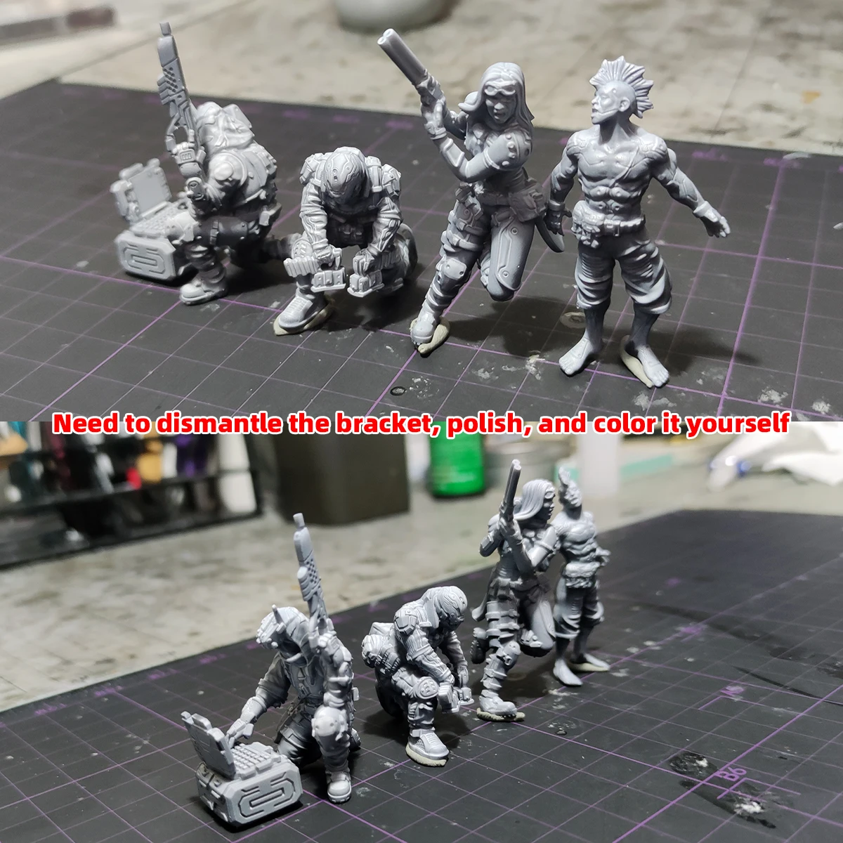 1/35/48 1/60 1/72 1/100 1/144 Modellbausatz 3D Harz Miniatur-Soldatenfiguren Diorama Unbemalt Cyberpunk Taktisches Team DIY – Detail 4