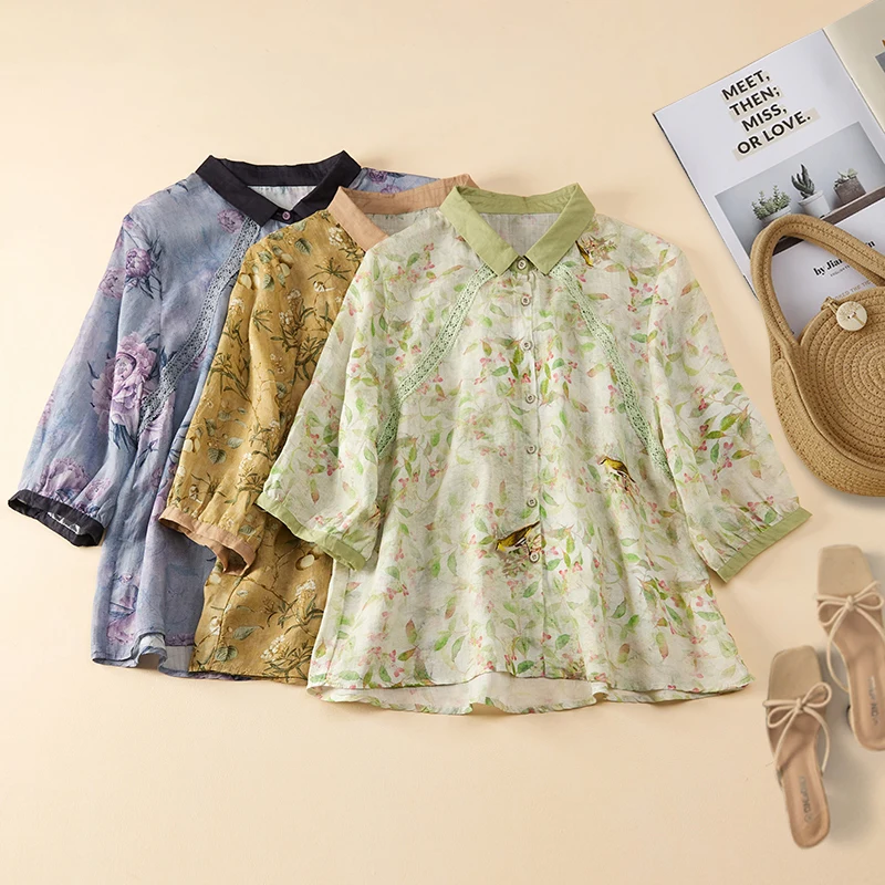 

Женский кружевной лоскутный хлопковый льняной кардиган большого размера с принтом irt Collar f Sve Открытый кардиган Летний повседневный свободный крой