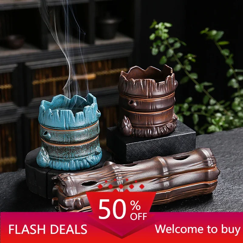 

Bamboo Censer Ceramic Bamboo Zen Pan Kiln Incense Burner Rising Home Decoration Pieces Incense Holder