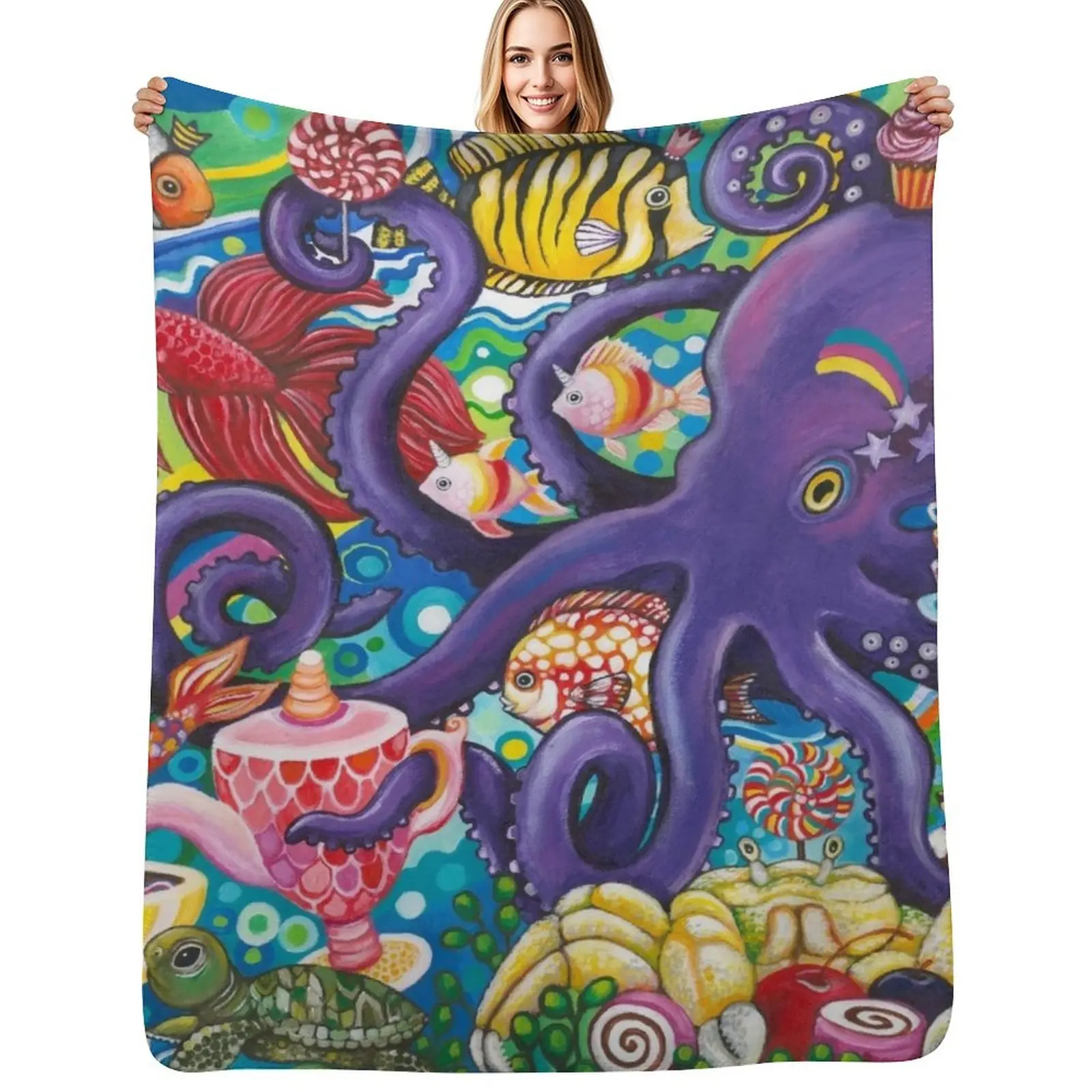 Sea Picnic Throw Blanket Ultra Plush Cozy Blanket for Napping Sleeping