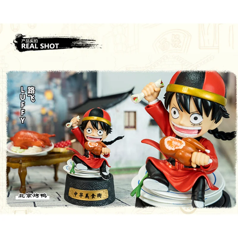 Anime One Piece Blind Box Chinesisches Essen Straßenfigur, One Piece Dekoration Ruffy & Zoro Modellspielzeug