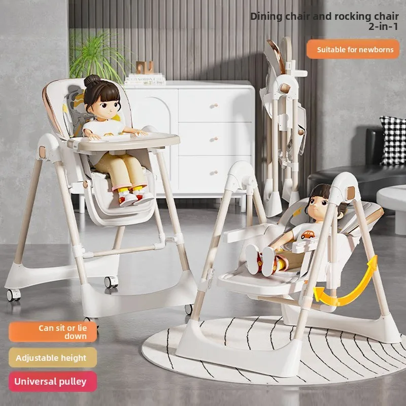 Babyfond Multifunctional Baby Dining Chair 0-6 Years Old Sitting and Reclining  Foldable 2-in-1 Baby Rocking Dining Chair